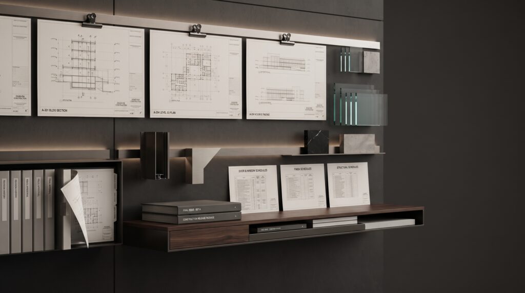 Final architectural drawing set and coordinated construction documentation