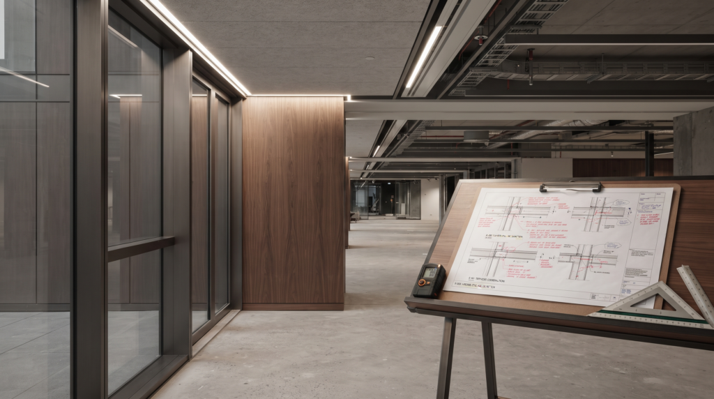 Site coordination with architectural drawings and implementation review
